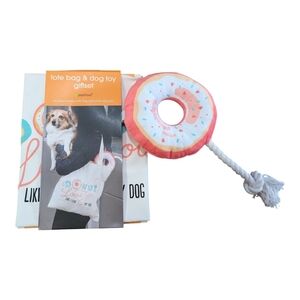 Pearhead Donut Dog Tote Bag & Plush Dog Toy Gift Set NEW